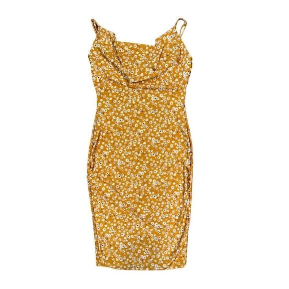 Iris Gold / Yellow Floral Slip Dress  Size Small - Picture 1 of 9